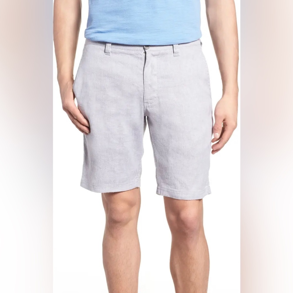 Tommy Bahama Linen Blend Shorts Chino Flat Front Gray Size 42 Mens
